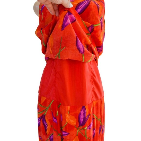 Dress Barn Orange Sleeveless Long Midi Rayon Dress with Side Slit Rayon Size 12 - Picture 3 of 14